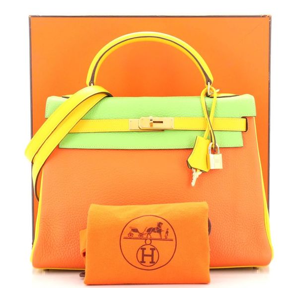 Hermes Kelly Handbag Tricolor Clemence with Gold Hardware 32 Multicolor - Picture 2 of 10